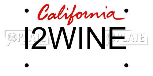 I2WINE California License Plate