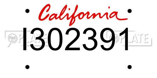 I302391 California License Plate