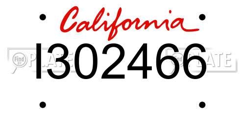 I302466 California License Plate