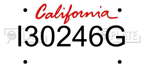 I30246G California License Plate