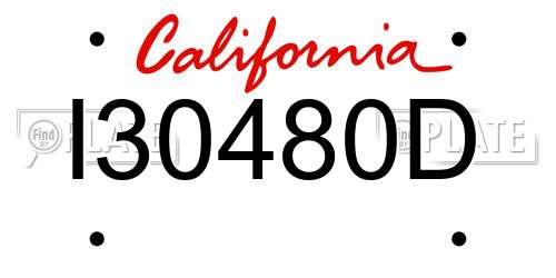 I30480D California License Plate