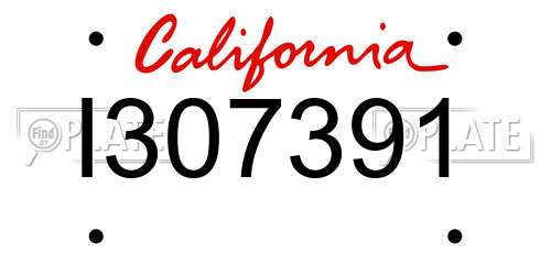 I307391 California License Plate