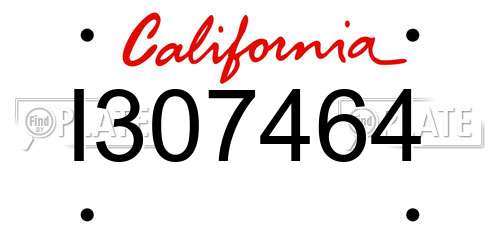 I307464 California License Plate