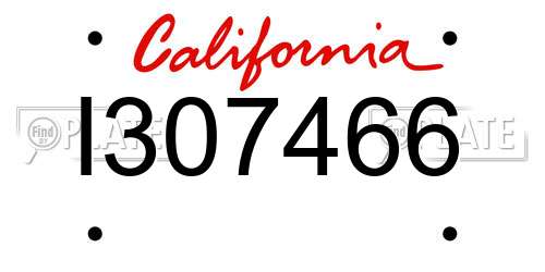 I307466 California License Plate