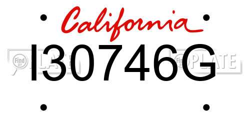 I30746G California License Plate