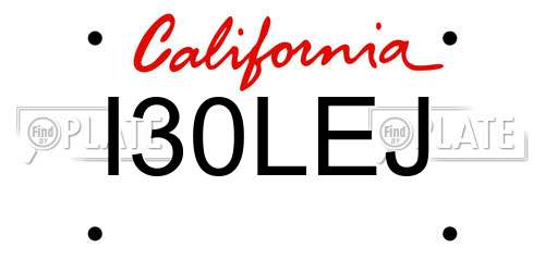I30LEJ California License Plate