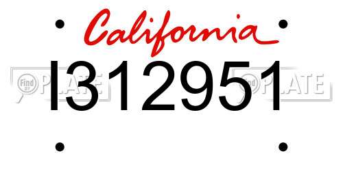 I312951 California License Plate