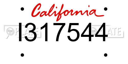 I317544 California License Plate
