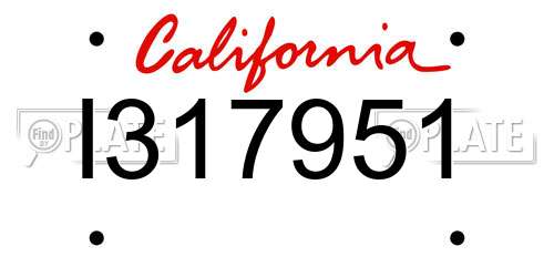 I317951 California License Plate