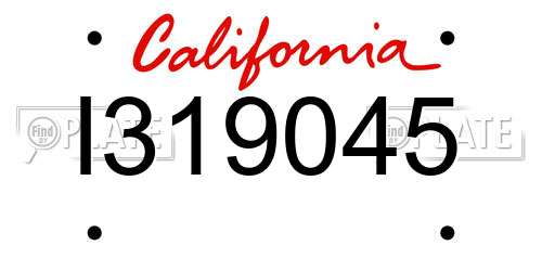I319045 California License Plate
