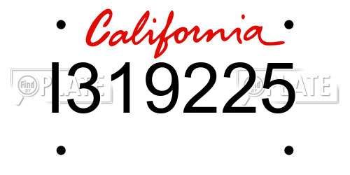 I319225 California License Plate
