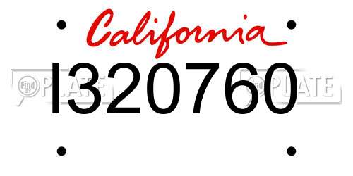 I320760 California License Plate