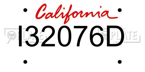 I32076D California License Plate