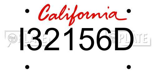 I32156D California License Plate