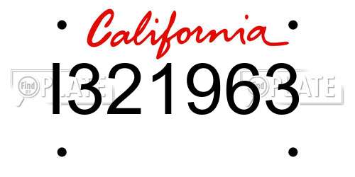 I321963 California License Plate