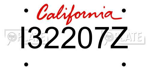 I32207Z California License Plate