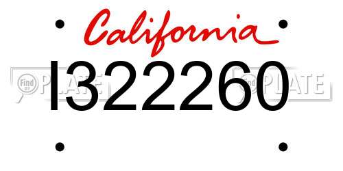 I322260 California License Plate