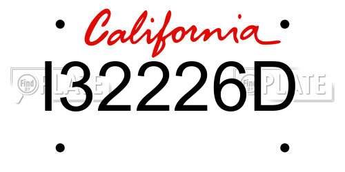 I32226D California License Plate