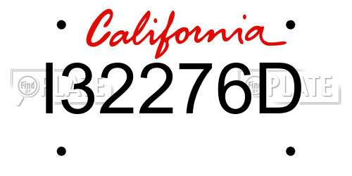 I32276D California License Plate