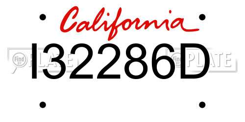 I32286D California License Plate