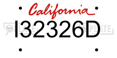 I32326D California License Plate