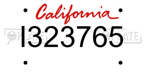 I323765 California License Plate