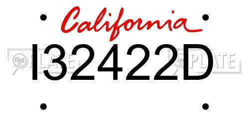 I32422D California License Plate