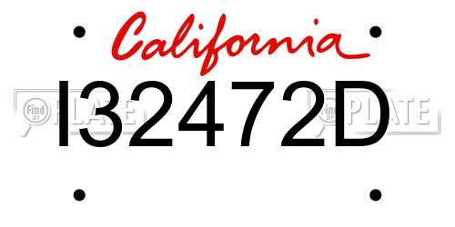 I32472D California License Plate