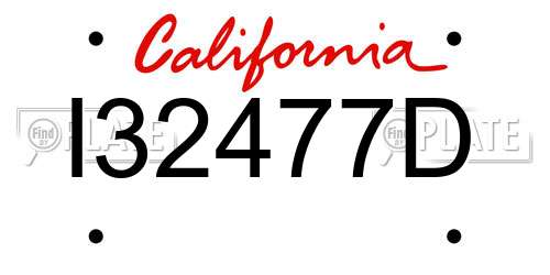 I32477D California License Plate