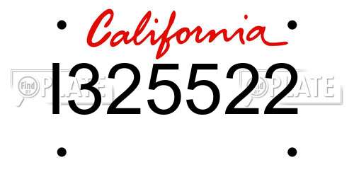 I325522 California License Plate
