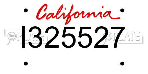 I325527 California License Plate