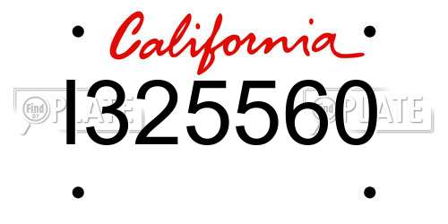 I325560 California License Plate
