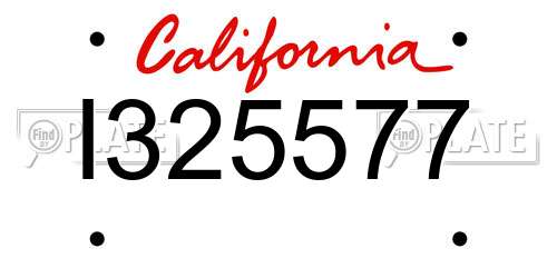 I325577 California License Plate