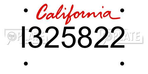 I325822 California License Plate