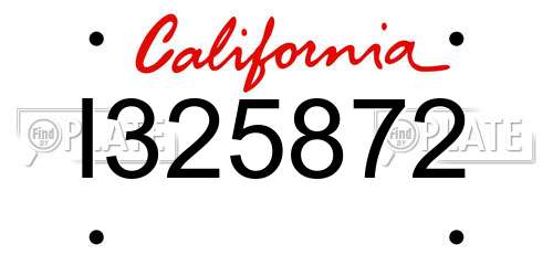 I325872 California License Plate