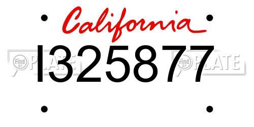 I325877 California License Plate