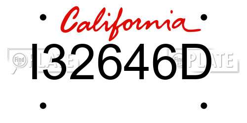 I32646D California License Plate