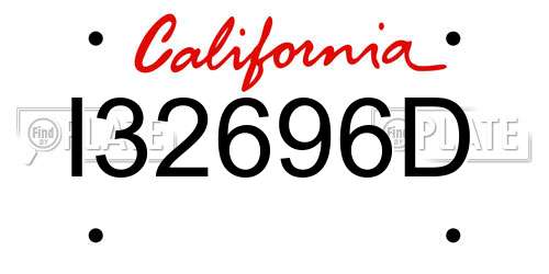 I32696D California License Plate
