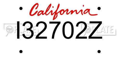 I32702Z California License Plate