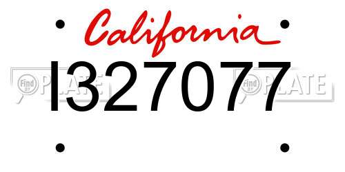 I327077 California License Plate