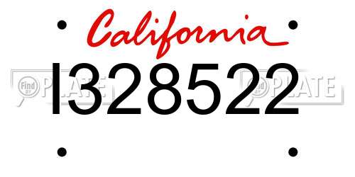I328522 California License Plate