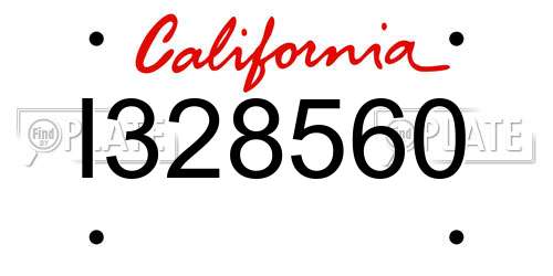 I328560 California License Plate