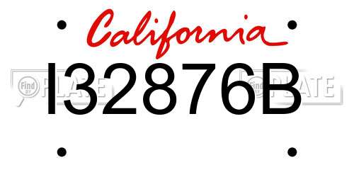 I32876B California License Plate