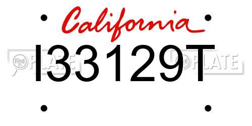 I33129T California License Plate