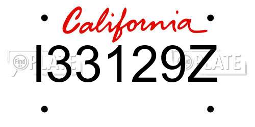 I33129Z California License Plate