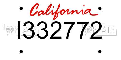 I332772 California License Plate