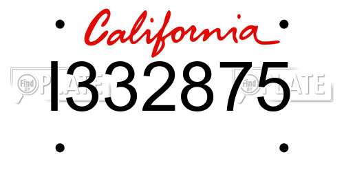 I332875 California License Plate