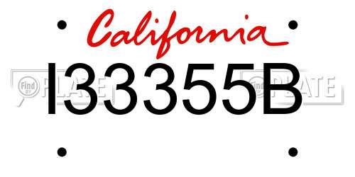 I33355B California License Plate