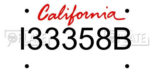 I33358B California License Plate