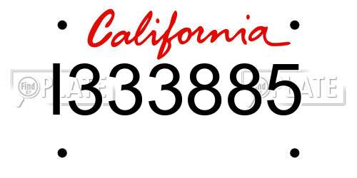 I333885 California License Plate
